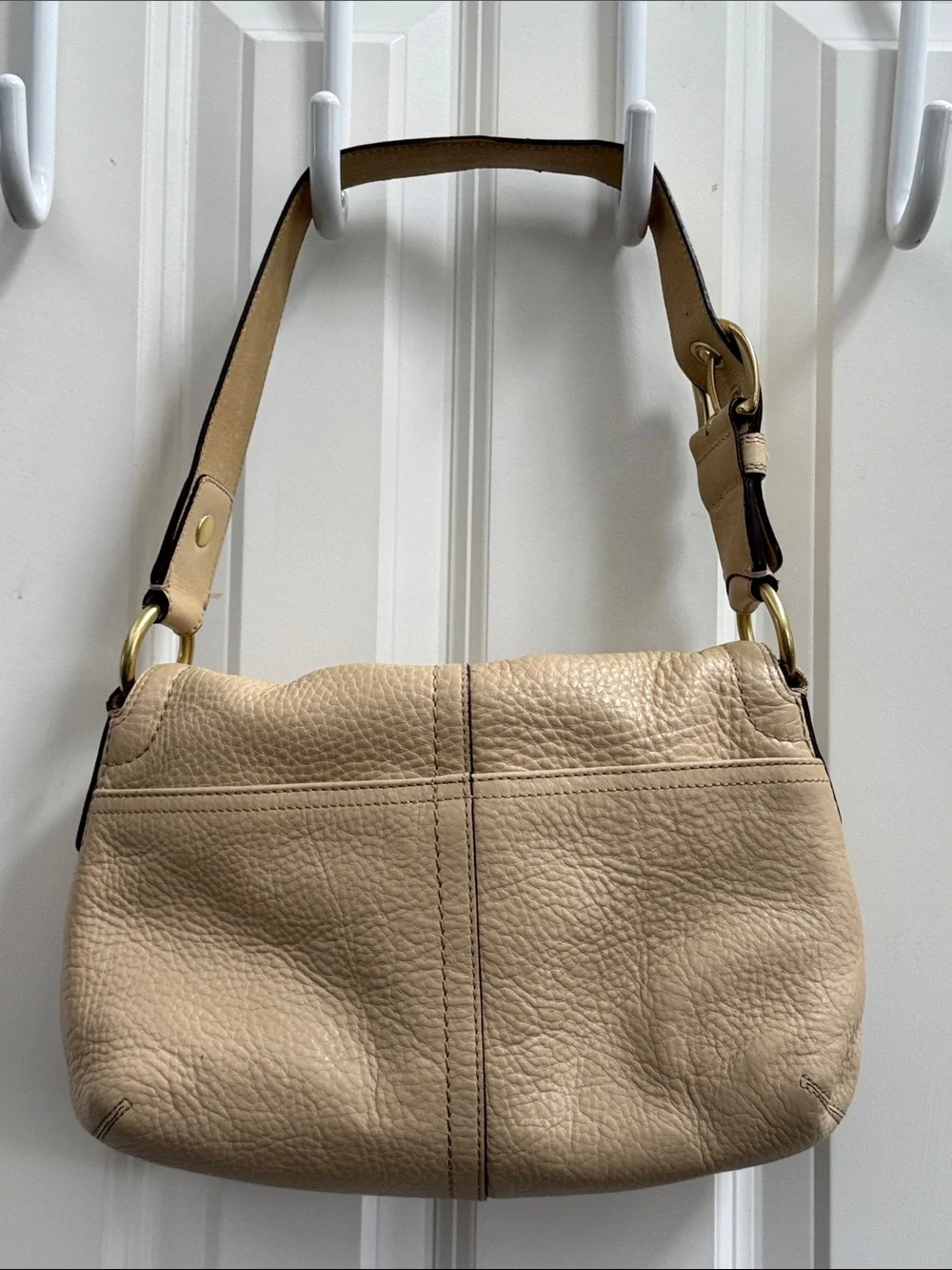 Coach Vintage Soho Buckle Flap Shoulder Bag - Style 11842 Cream Pebbled Leather